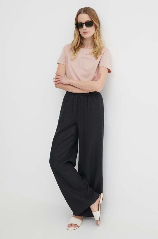 Plátěné kalhoty Sisley 4AGHLF03U černá SS25