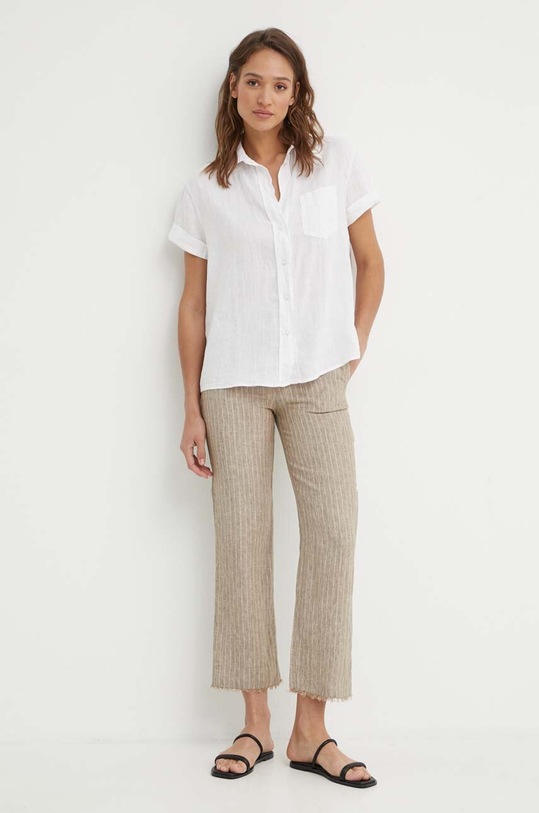 Plátěné kalhoty Sisley 4NTHLF055 béžová SS24