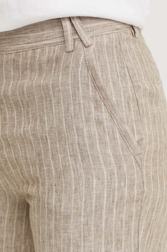 Льняні штани Sisley бежевий 4NTHLF055