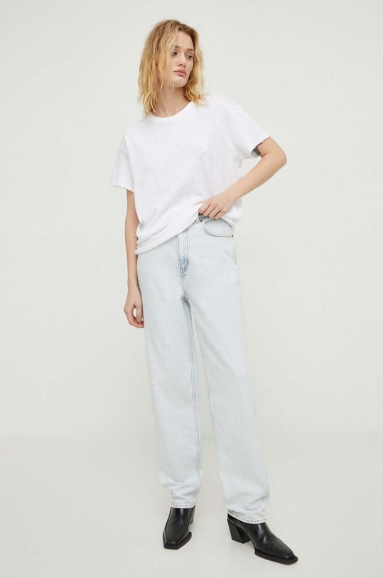 American Vintage jeansy 5 POCHES LE DROIT LONG TAILLE Planet friendly niebieski JOY11KE24