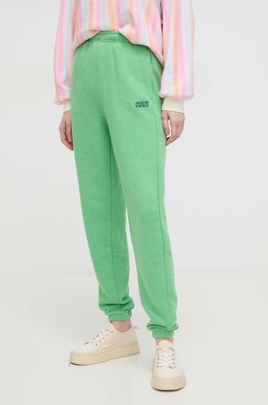 American Vintage pantaloni de trening tricotaj verde DOV05AE24