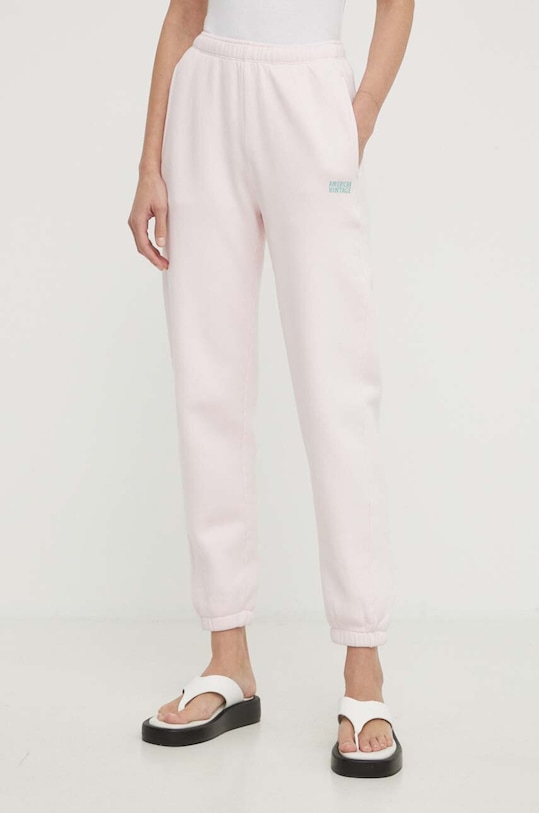 Tepláky American Vintage JOGGING pletenina růžová IZU05BE24