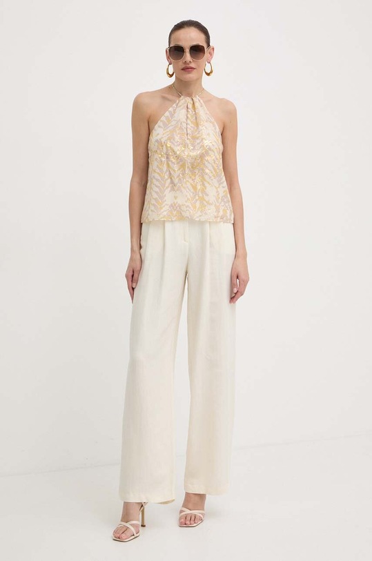 Patrizia Pepe pantaloni din amestec de in 2P1609.A052 bej AA00