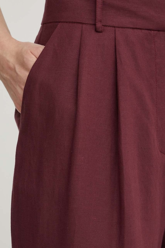 Patrizia Pepe spodnie z domieszką lnu bordowy 2P1609.A052