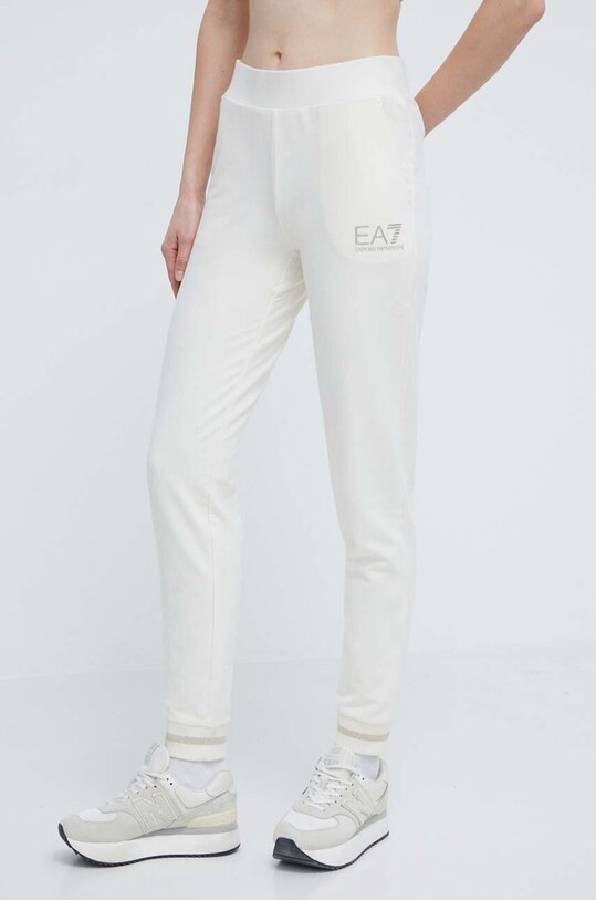 EA7 Emporio Armani spodnie dresowe z elastanem beżowy TJTXZ.8NTP67.1156
