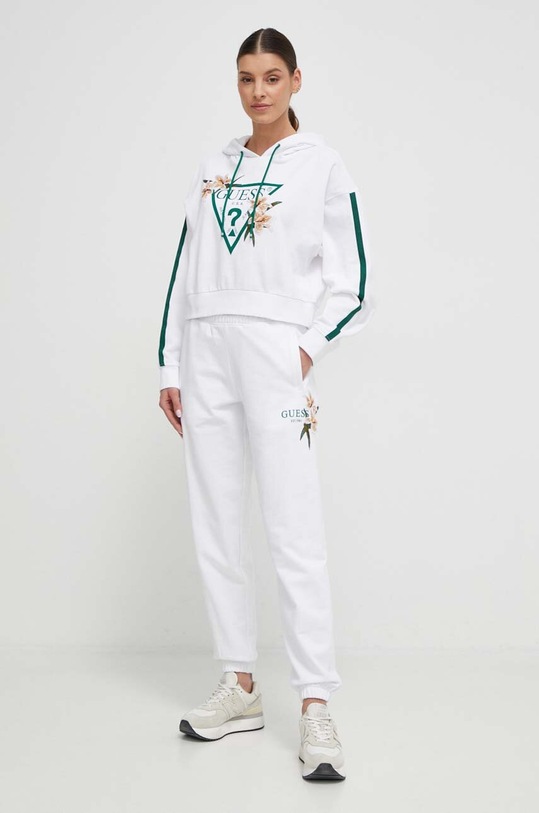 Guess spodnie dresowe bawełniane ZOEY V4GB04.KC6V1 biały SS24
