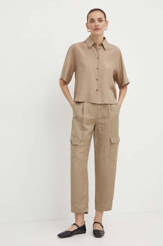 Marella pantaloni din amestec de in 2413131045200 bej SS24