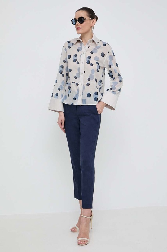 Marella spodnie lniane 2413131075200 granatowy SS24