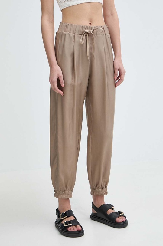 Marella pantaloni in seta alta beige 2413131095200