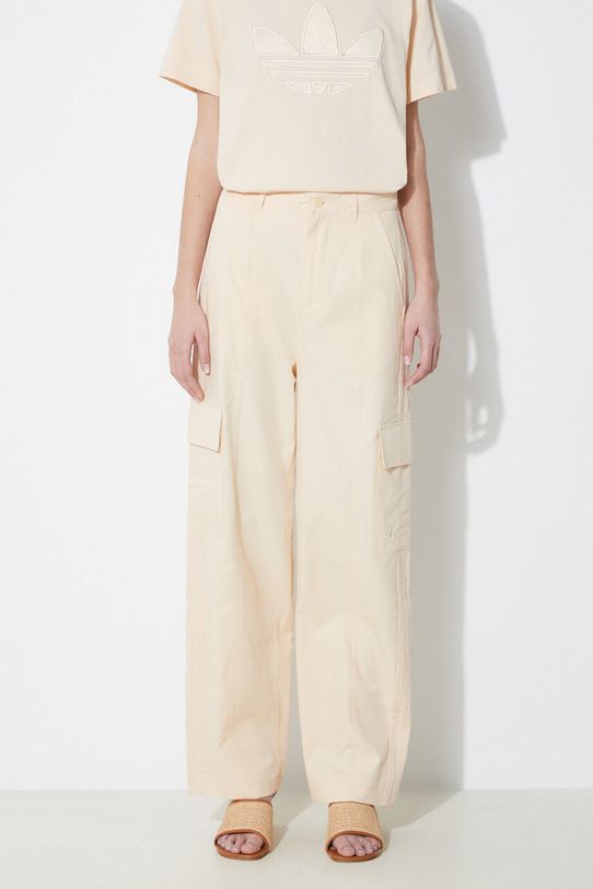 adidas Originals spodnie bawełniane gładkie beżowy IU2695