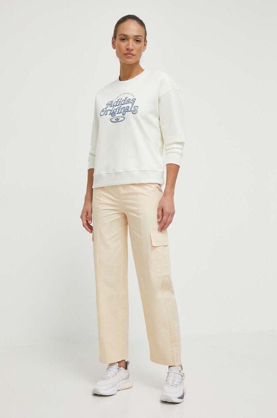 Бавовняні штани adidas Originals IU2695 бежевий SS24