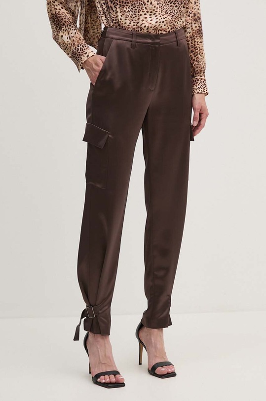 Kalhoty Guess high hnědá W4GB50.WG7C0