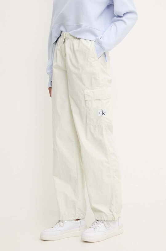 Бавовняні штани Calvin Klein Jeans прямий зелений J20J223116
