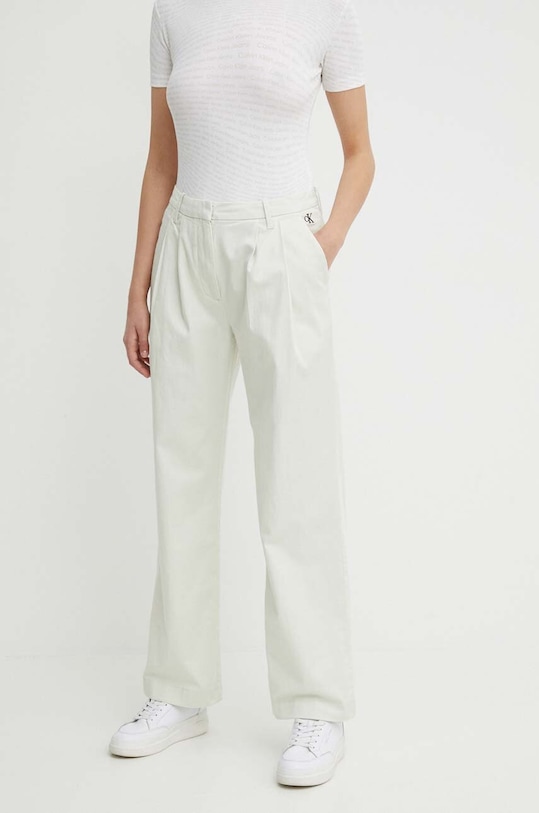 Hlače Calvin Klein Jeans bez uzorka zelena J20J223704