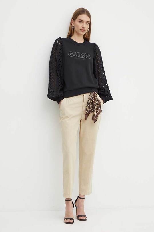 Guess pantaloni de bumbac CANDIS W4GB04.WG4NB bej SS24