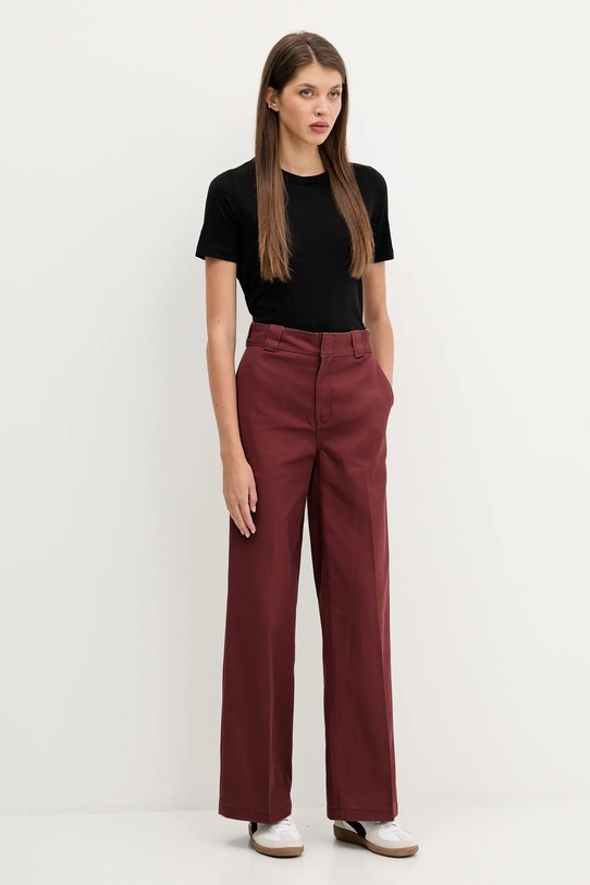 Dickies pantaloni WIDE LEG WORK PANT W DK0A4YSE burgundia AW25