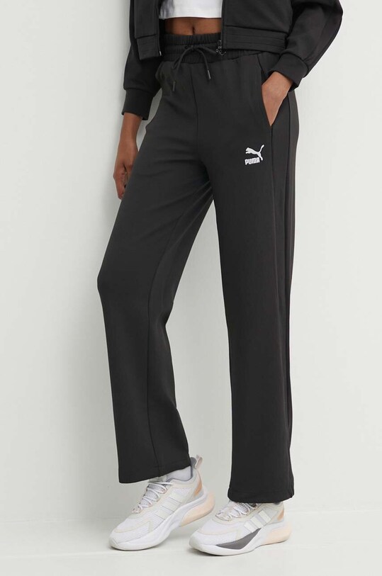 Tepláky Puma T7 High Waist Pant pletenina čierna 624212