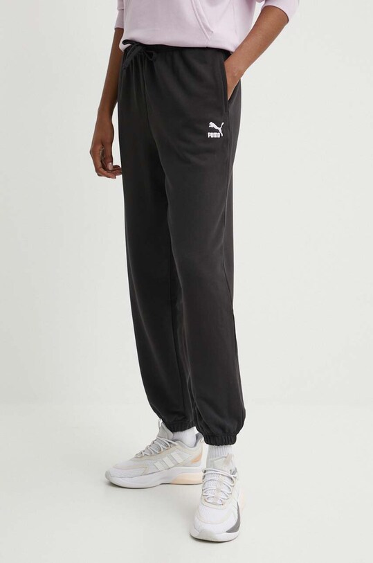 Puma pantaloni de trening din bumbac BETTER CLASSIC bumbac negru 624233