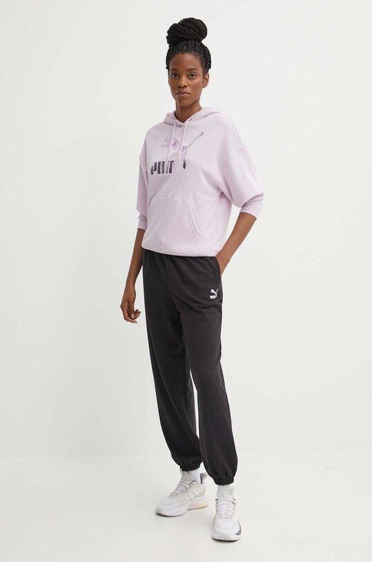 Puma pantaloni de trening din bumbac BETTER CLASSIC 624233 negru SS24