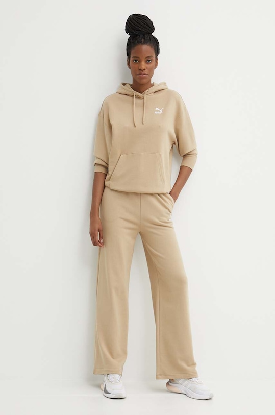 Puma spodnie dresowe bawełniane BETTER CLASSIC 624235 beżowy SS24