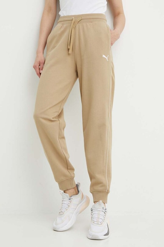 Хлопковые спортивные штаны Puma HER хлопок бежевый 677889
