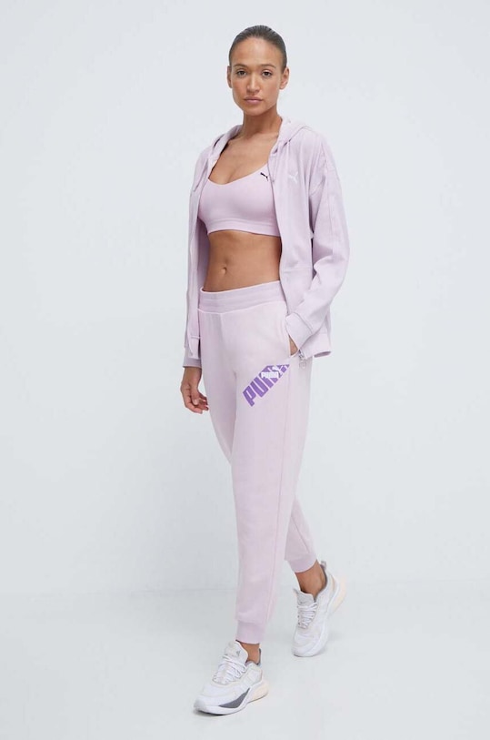 Puma spodnie dresowe 677895 fioletowy SS24