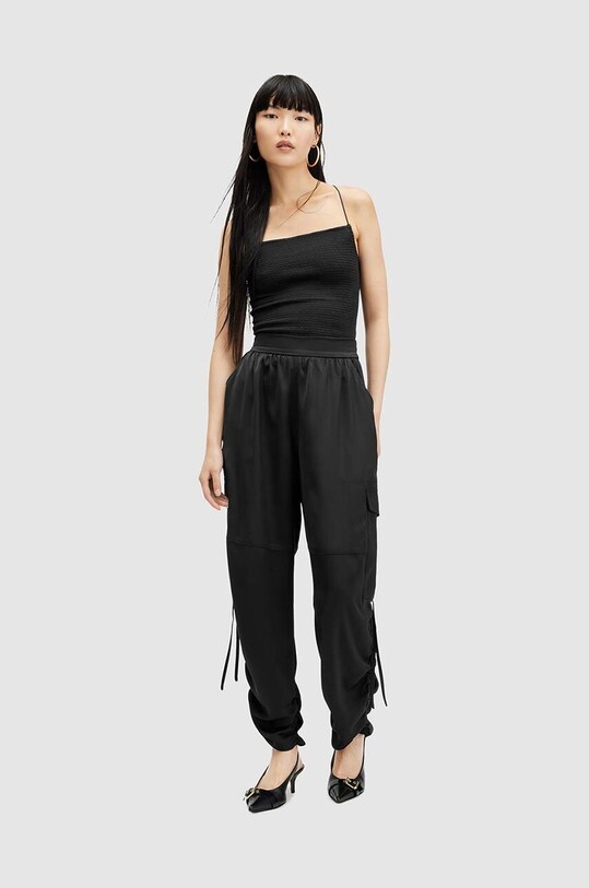 AllSaints spodnie tkanina czarny WP014Y