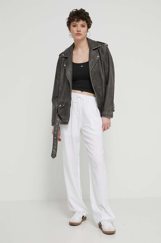 Tommy Jeans spodnie z domieszką lnu DW0DW17965 biały SS24