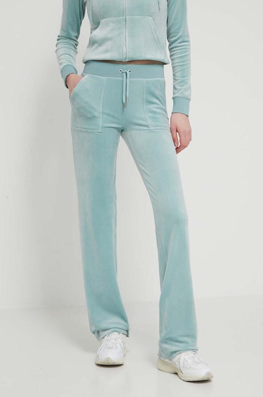 Juicy Couture pantaloni de trening din velur tricotaj verde JCAP180.608