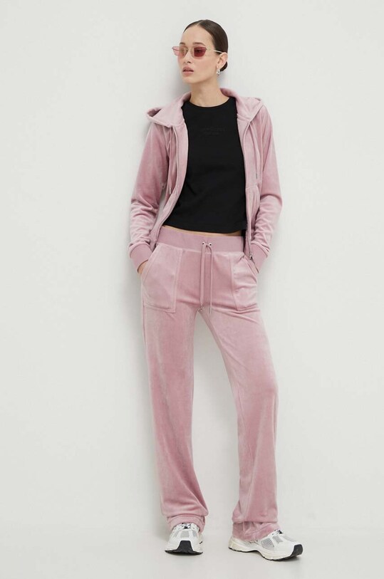 Juicy Couture pantaloni de trening din velur JCAP180.243 roz SS24