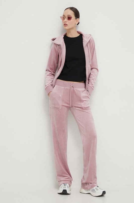 Juicy Couture spodnie dresowe welurowe JCAP180.243 różowy SS24