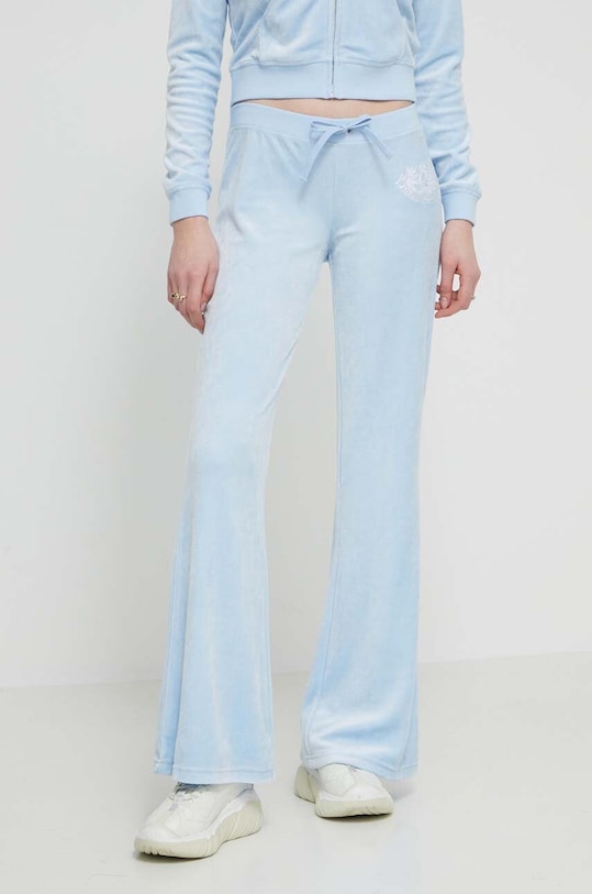 Juicy Couture pantaloni de trening din velur tricotaj albastru JCBBJ223814.134