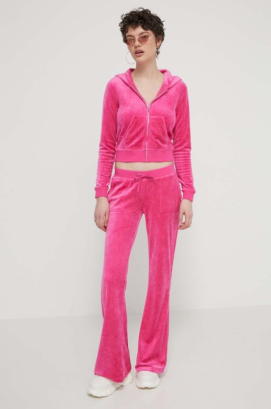 Juicy Couture spodnie dresowe welurowe JCSEBJ008.658 różowy SS24