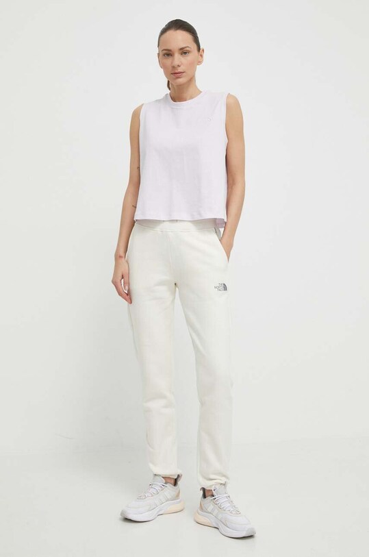 The North Face pantaloni de trening din bumbac NF0A87DMQLI1 bej SS24