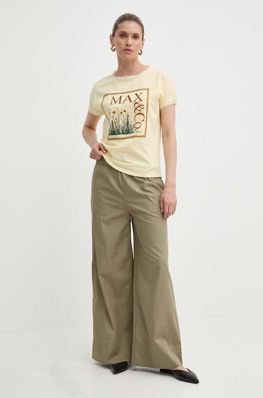 Bavlněné kalhoty MAX&Co. 2416131084200 zelená SS24