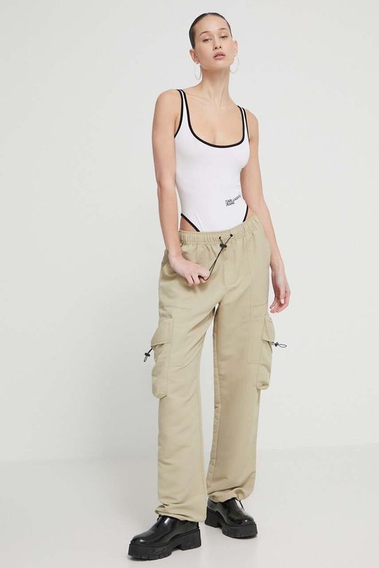 Karl Lagerfeld Jeans spodnie dresowe tkanina zielony 241J1000