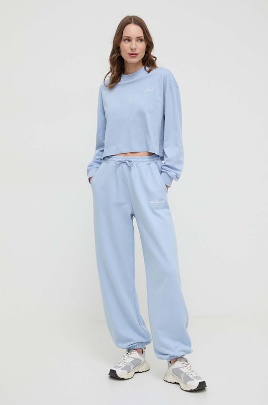 Бавовняні спортивні штани Karl Lagerfeld 241W2114 блакитний SS24