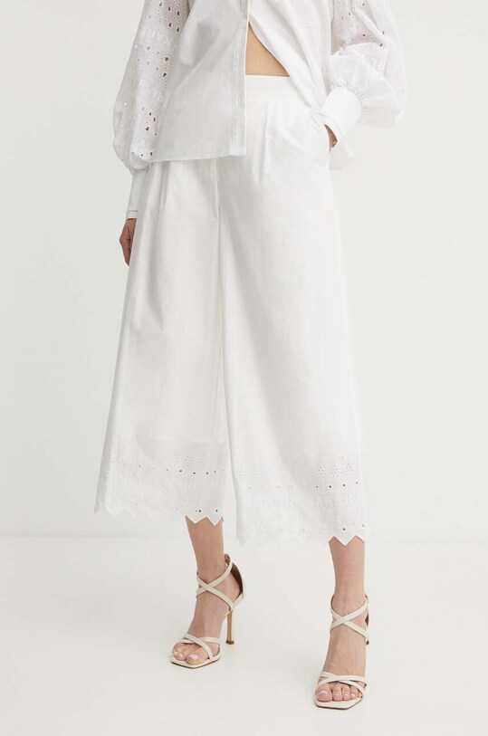 Хлопковые брюки Karl Lagerfeld прямой бежевый 241W1004