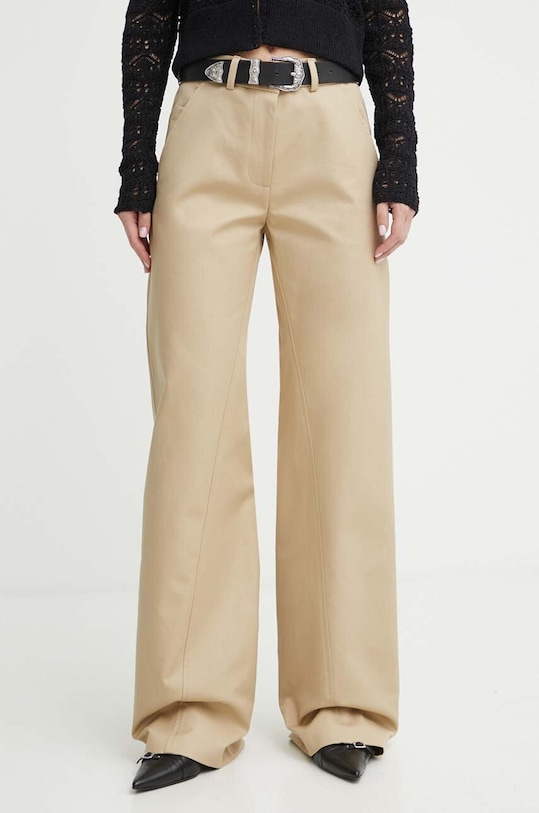 IRO pantaloni de bumbac WM23VAROULA bej SS24