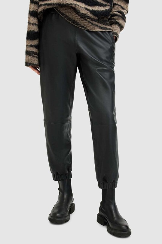 Kožne hlače AllSaints JEN WL564Z crna SS24