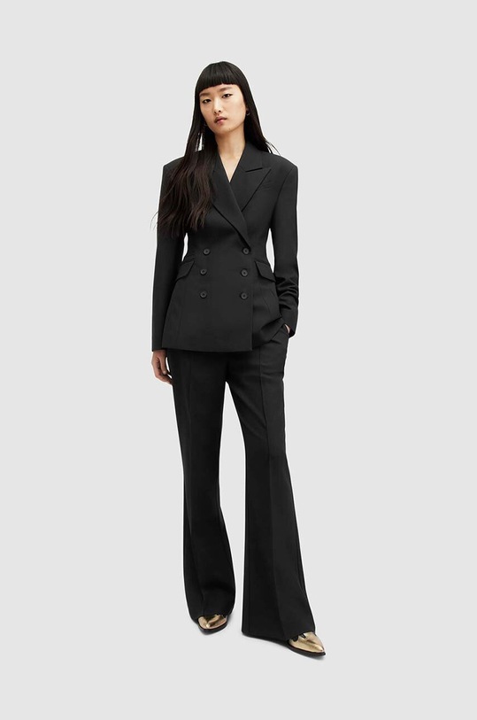 AllSaints spodnie z wełną SEVENH dzianina czarny WT518Z