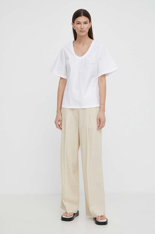 Ľanové nohavice By Malene Birger Q72281006 béžová SS24