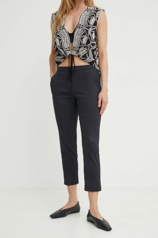 Theory spodnie lniane tkanina czarny K0203201