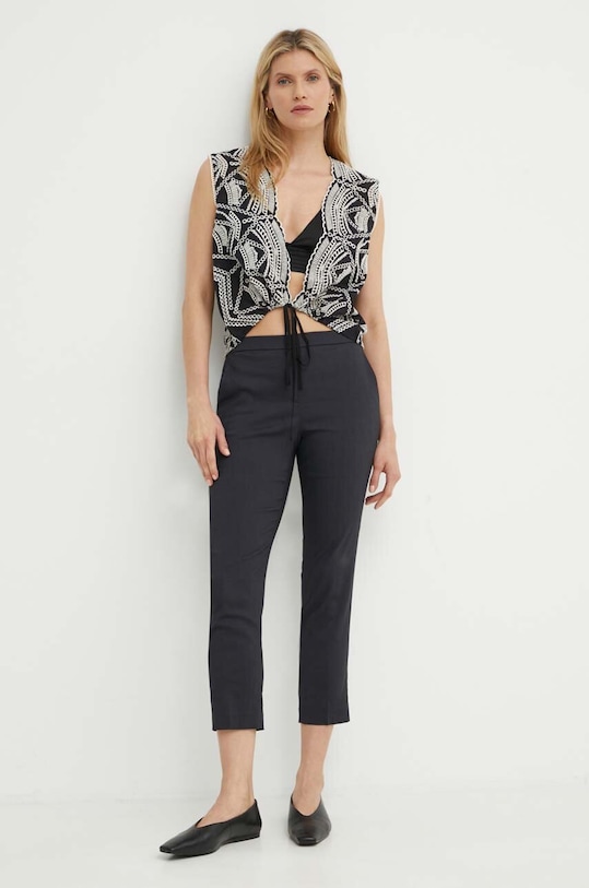 Theory spodnie lniane K0203201 czarny SS24