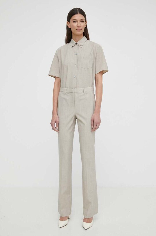 Theory pantaloni de lana drept bej N1001212