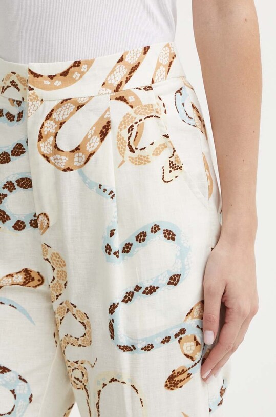 Odjeća Hlače s dodatkom lana Never Fully Dressed NFDTR298.Cream bež