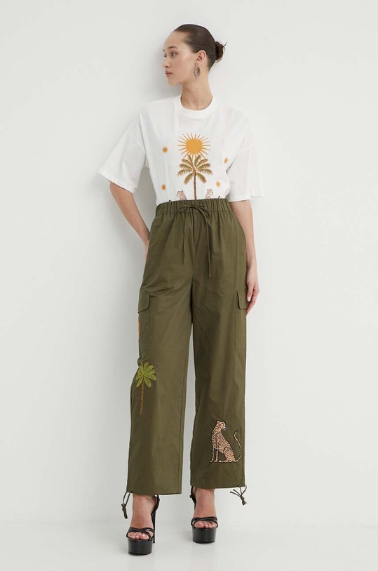 Never Fully Dressed pantaloni de bumbac NFDTR304.Khaki verde SS24