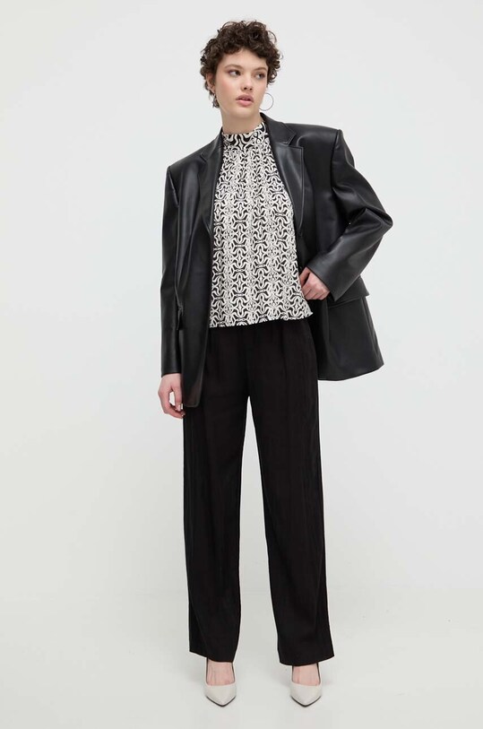 Панталон с лен Desigual ARMAND 24SWPW10 черен SS24