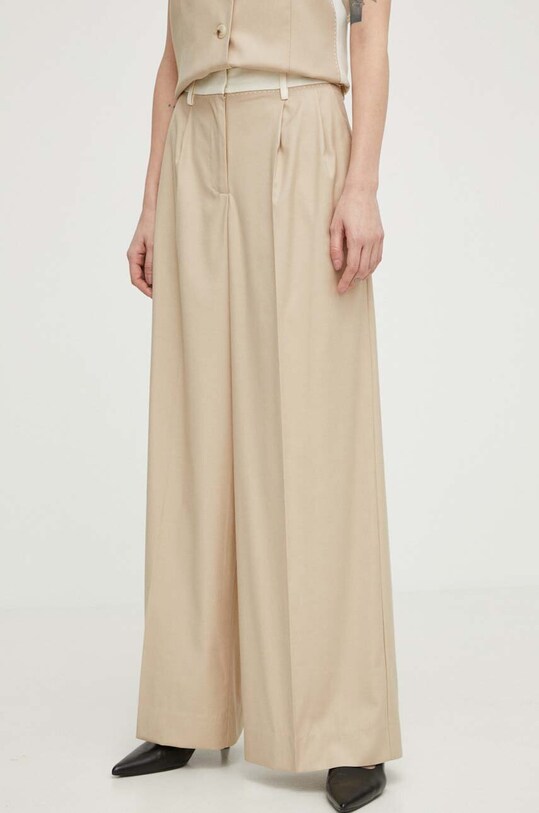 Remain pantaloni din lana drept bej 5013242764