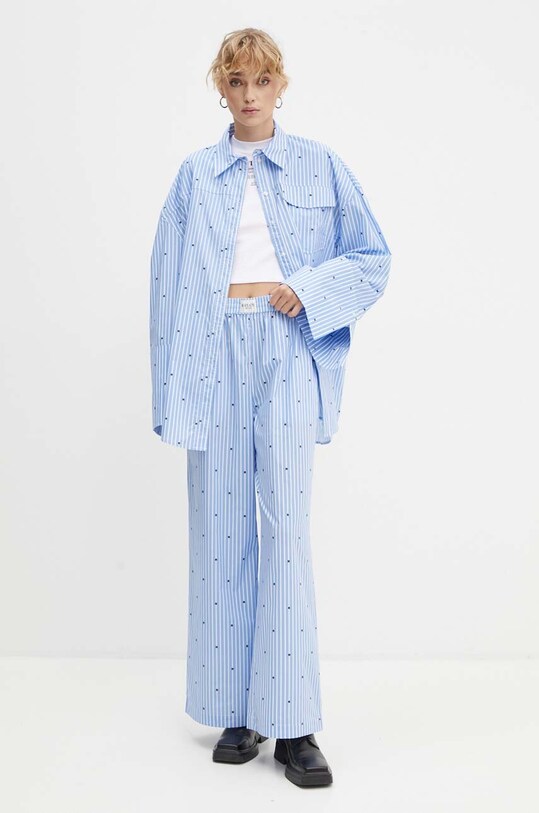 Pamučne hlače Rotate Planet friendly plava 1125002975